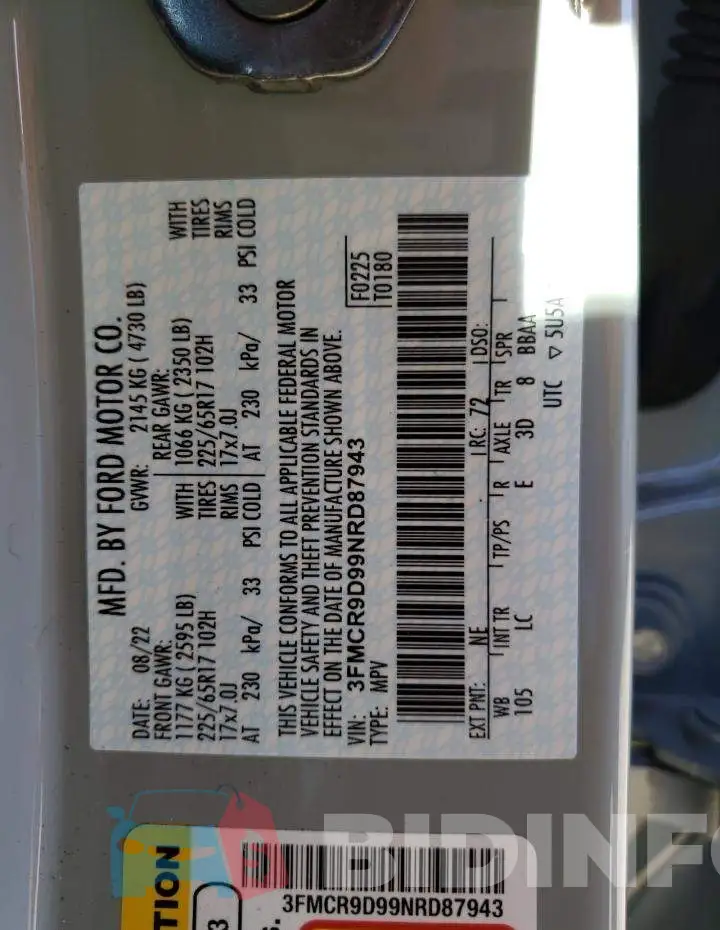 3FMCR9D99NRD87943 Photo# 13