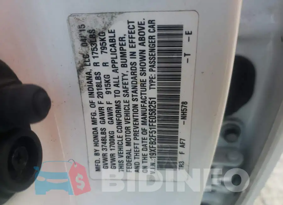 19XFB2F51FE058251 Photo# 12