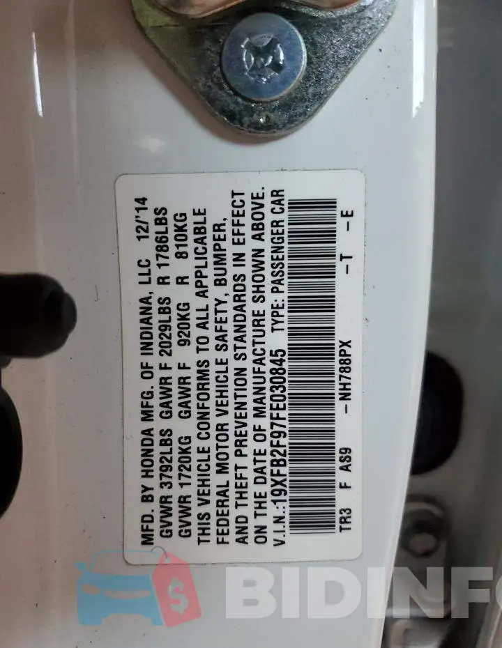 19XFB2F97FE030845 Photo# 12