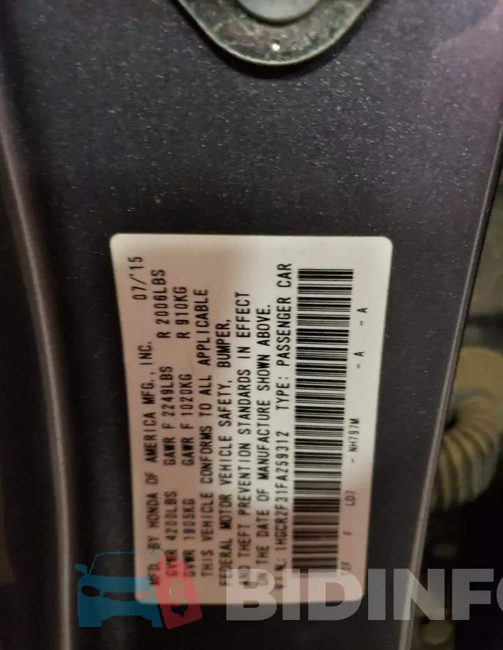 1HGCR2F31FA259312 Photo# 12