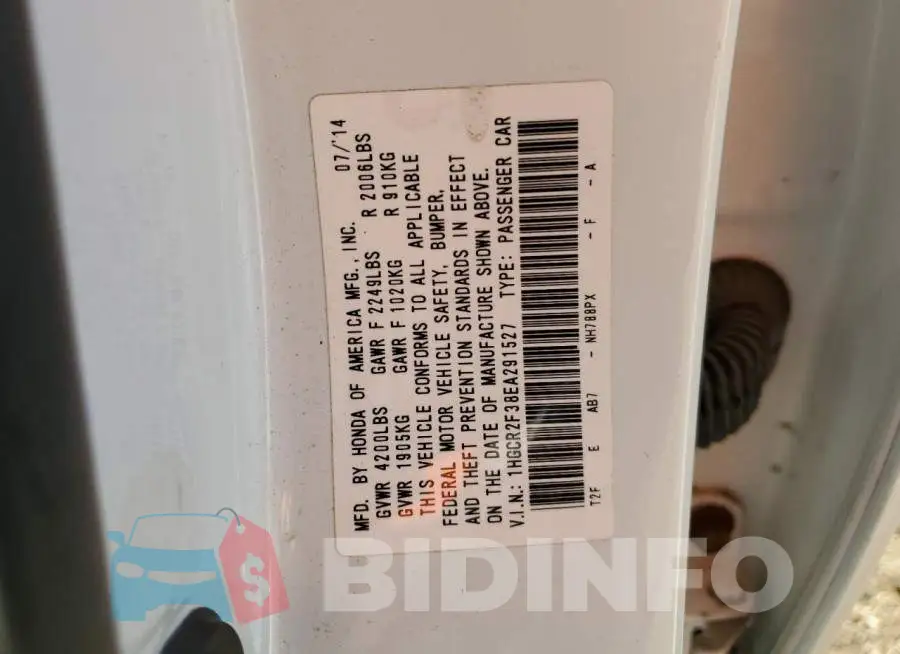 1HGCR2F38EA291527 Photo# 13