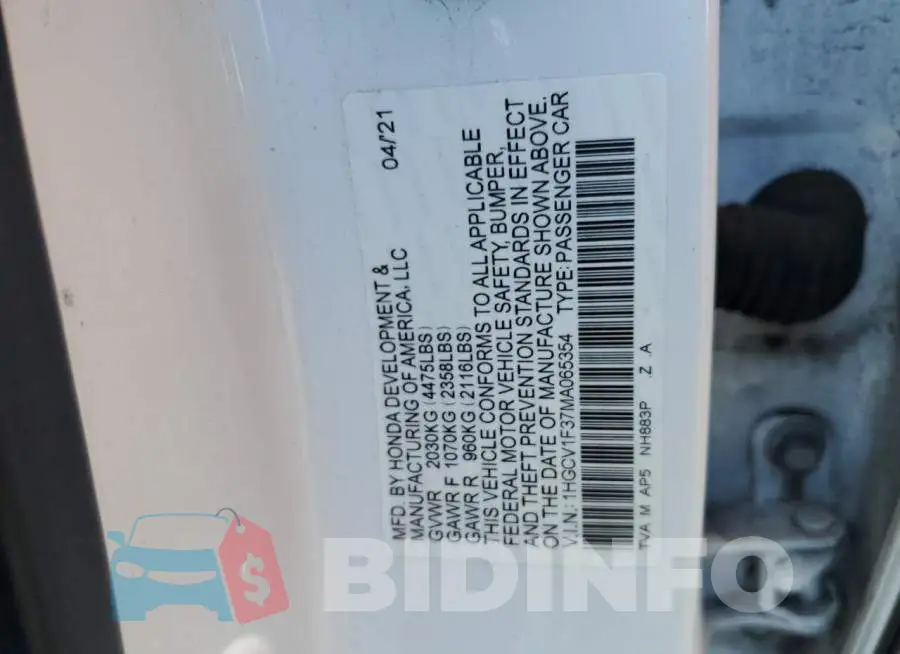 1HGCV1F37MA065354 Photo# 12