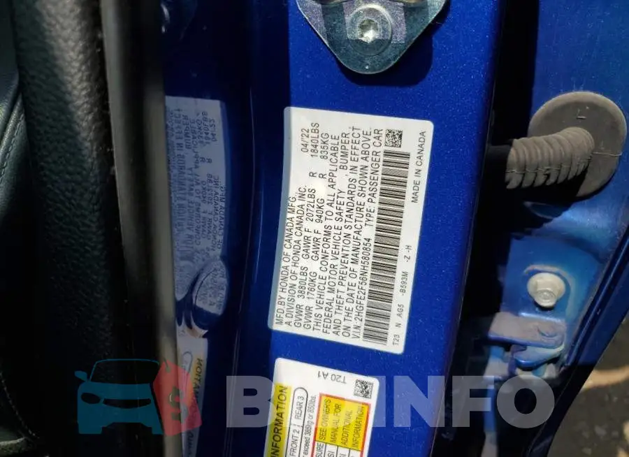 2HGFE2F56NH580854 Photo# 12