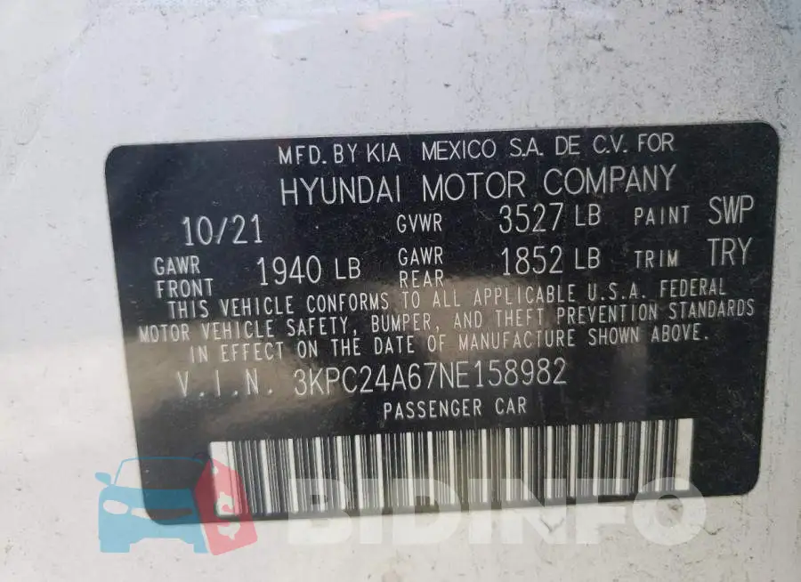 3KPC24A67NE158982 Photo# 12