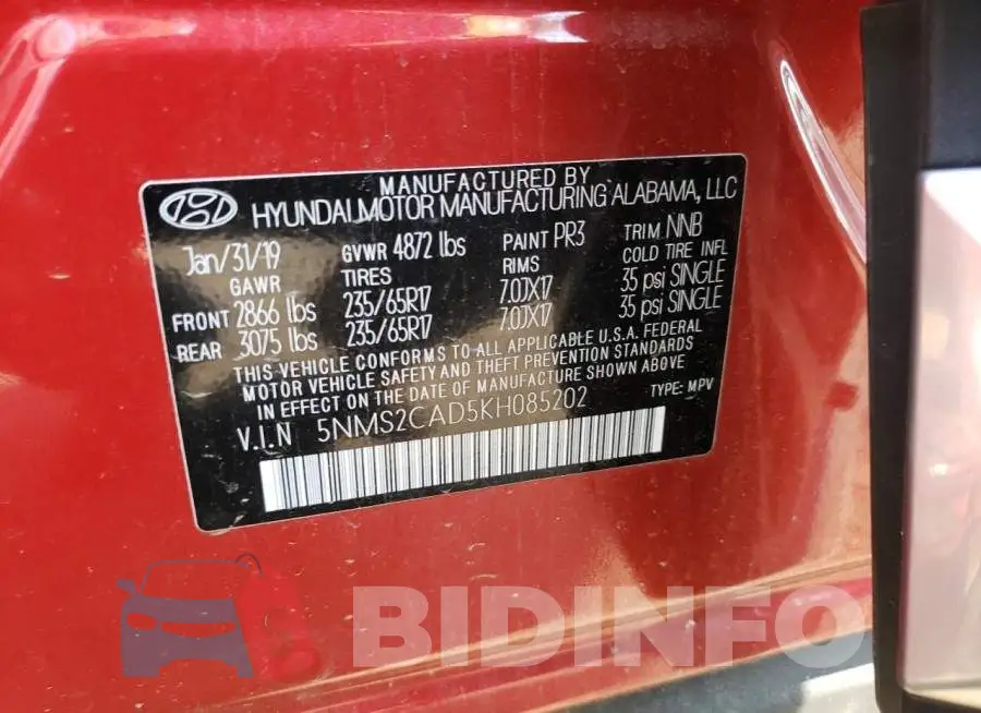 5NMS2CAD5KH085202 Photo# 13