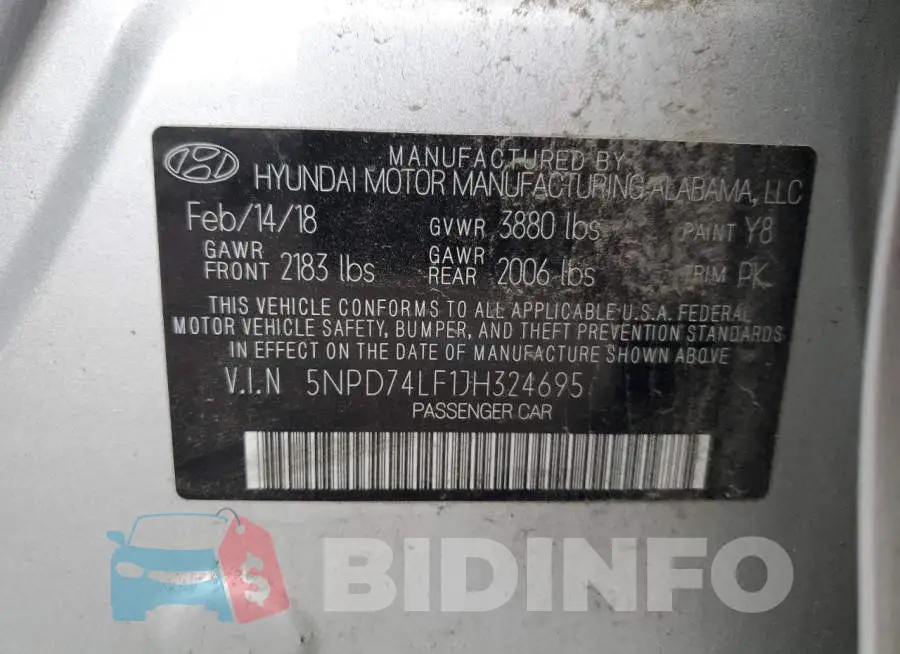 5NPD74LF1JH324695 Photo# 12