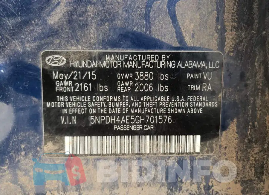 5NPDH4AE5GH701576 Photo# 12
