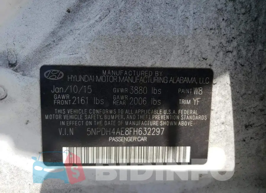 5NPDH4AE8FH632297 Photo# 12