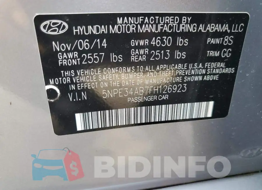 5NPE34AB7FH126923 Photo# 12