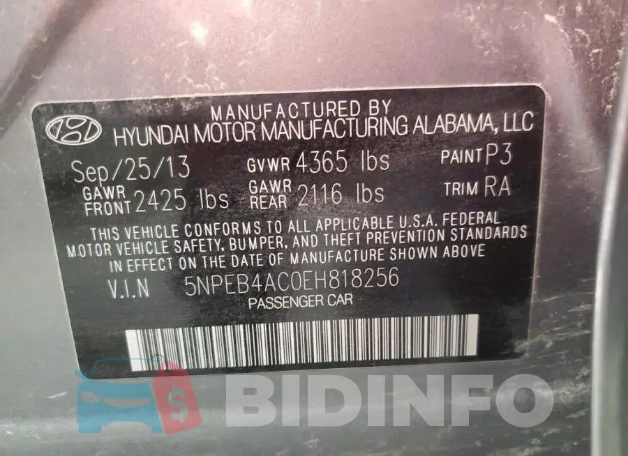 5NPEB4AC0EH818256 Photo# 12