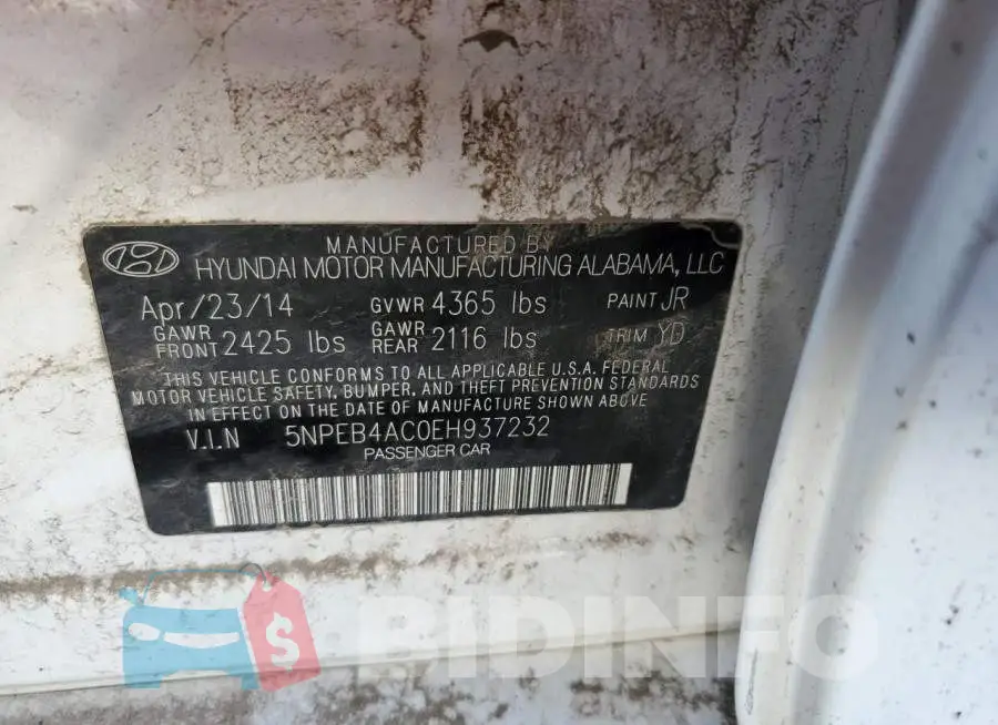 5NPEB4AC0EH937232 Photo# 12