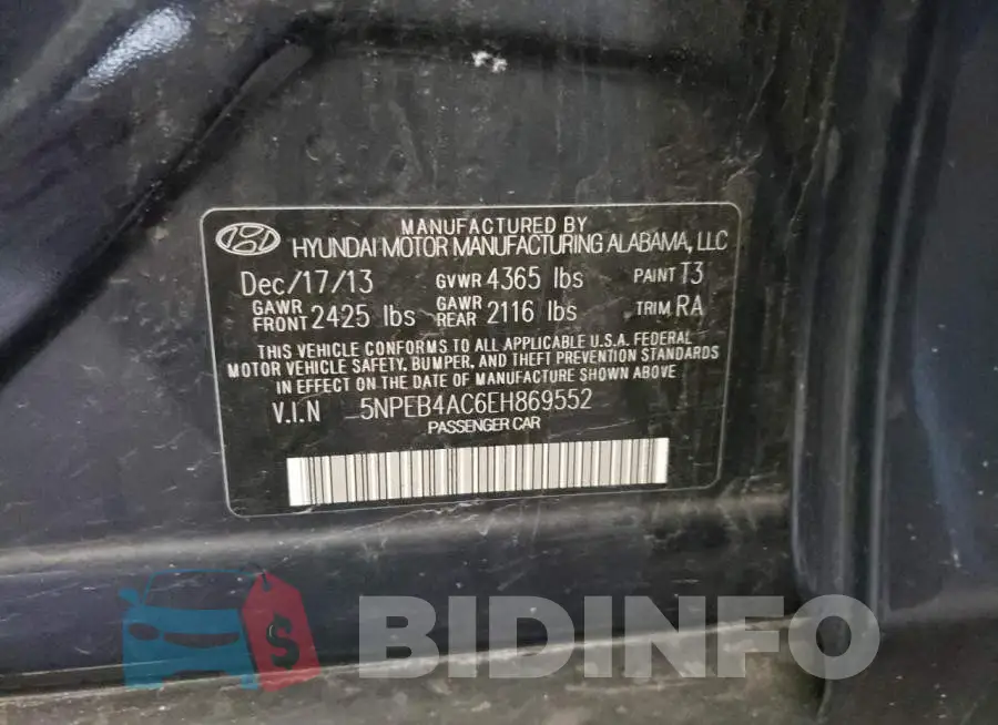 5NPEB4AC6EH869552 Photo# 12