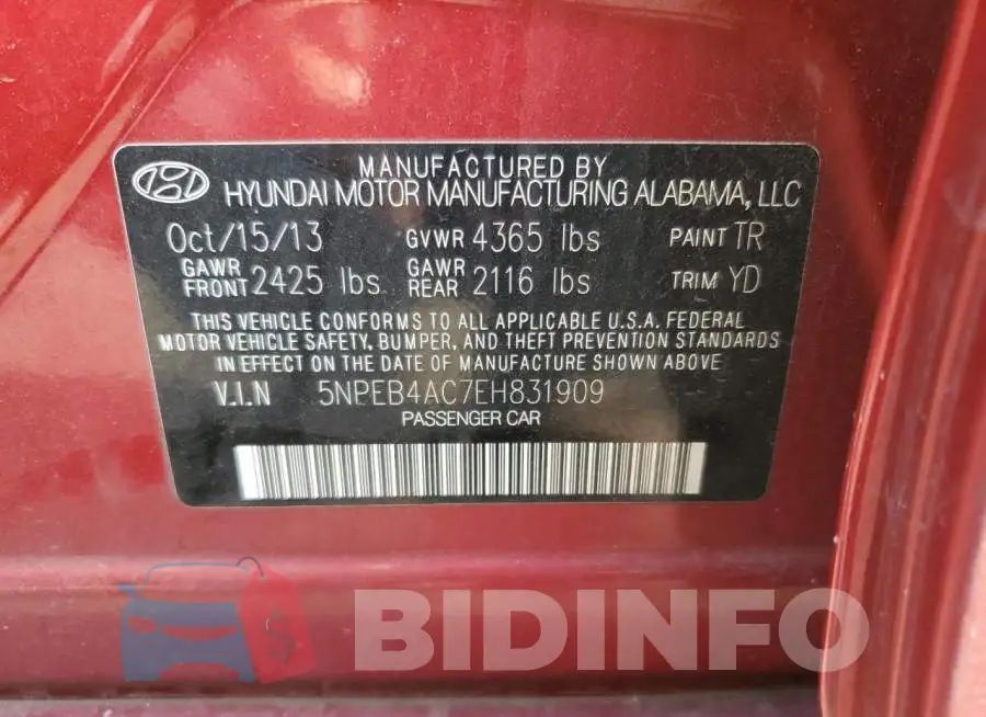 5NPEB4AC7EH831909 Photo# 12