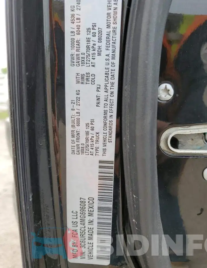 3C6UR5CL4MG696087 Photo# 12