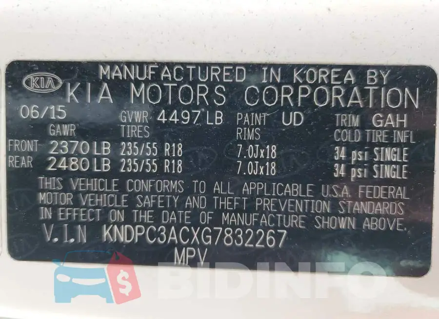 KNDPC3ACXG7832267 Photo# 14