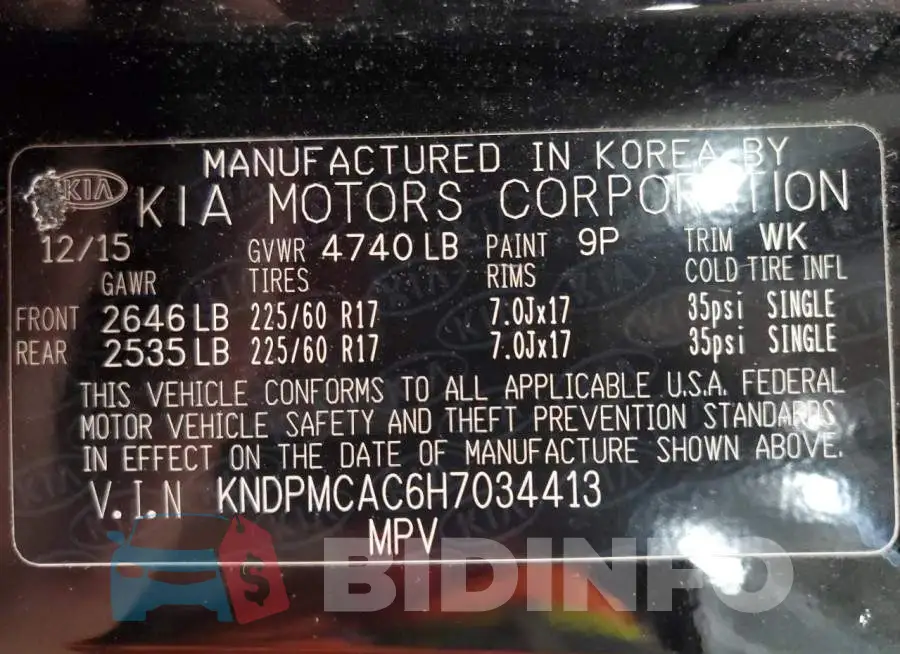KNDPMCAC6H7034413 Photo# 12