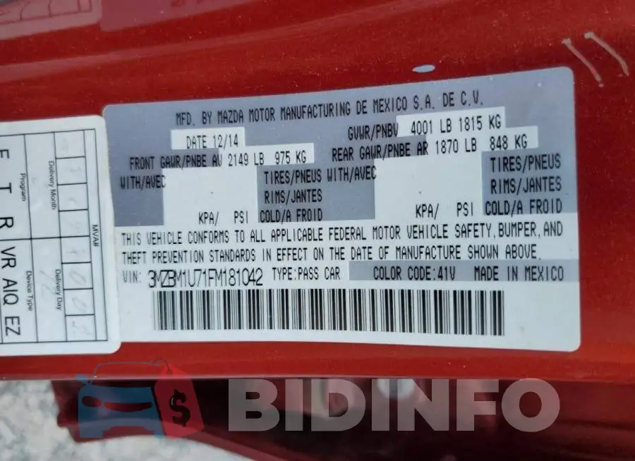 3MZBM1U71FM181042 Photo# 12