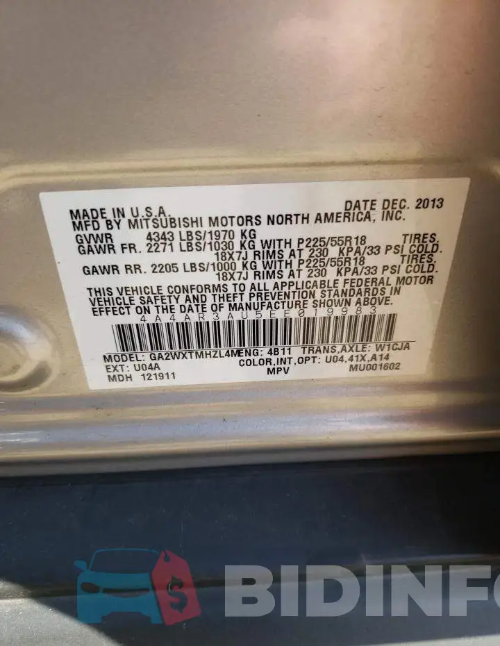 4A4AR3AU5EE019983 Photo# 12