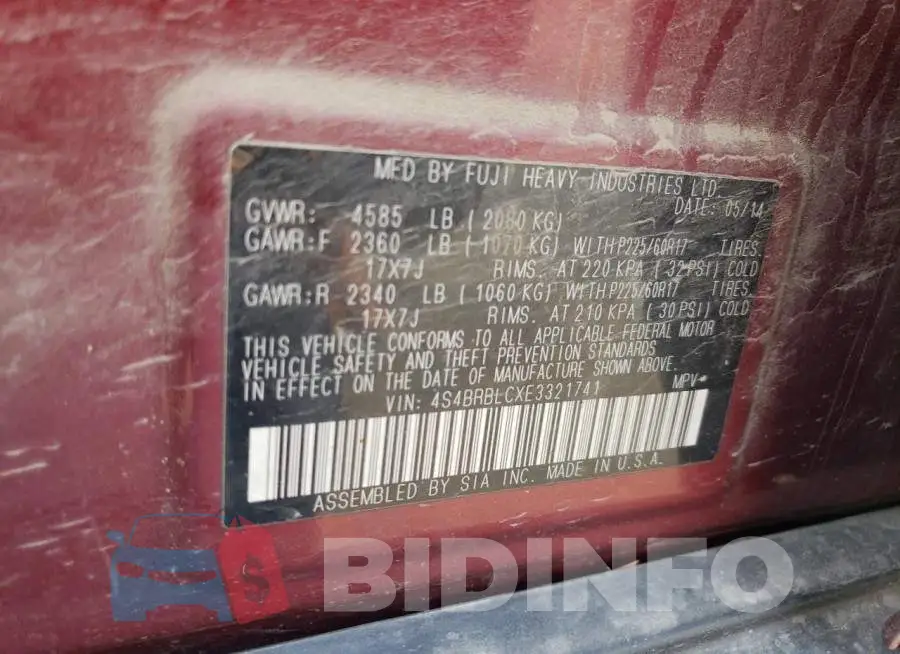 4S4BRBLCXE3321741 Photo# 12