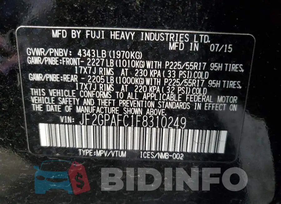 JF2GPAFC1F8310249 Photo# 13