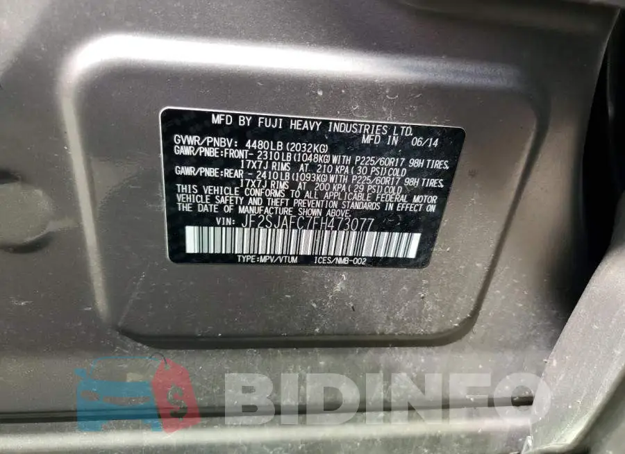 JF2SJAFC7FH473077 Photo# 13