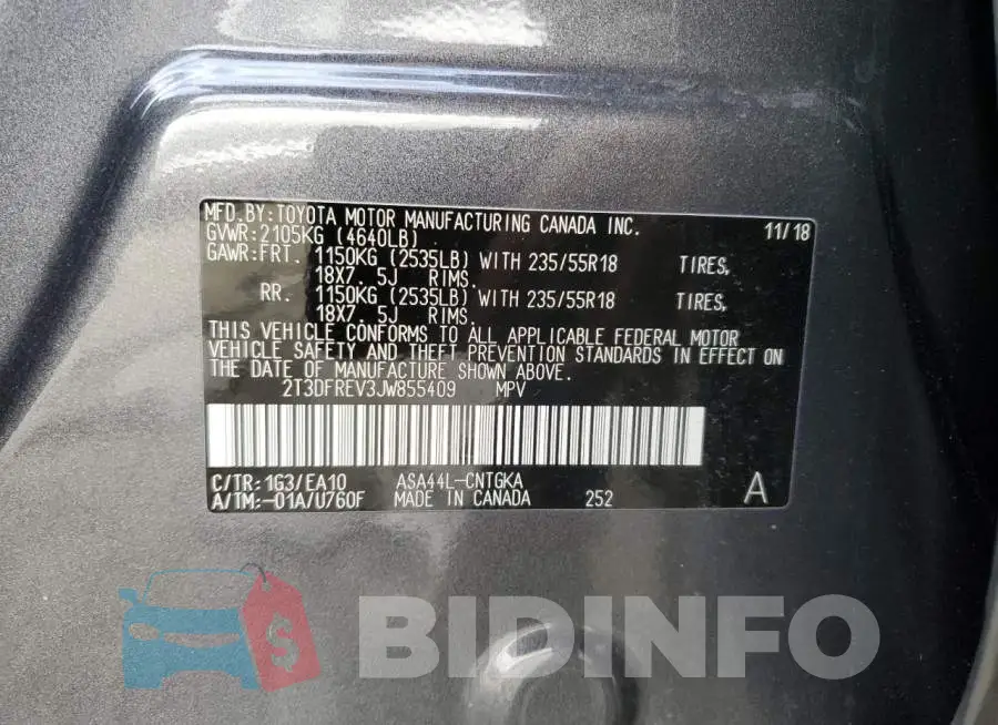 2T3DFREV3JW855409 Photo# 13