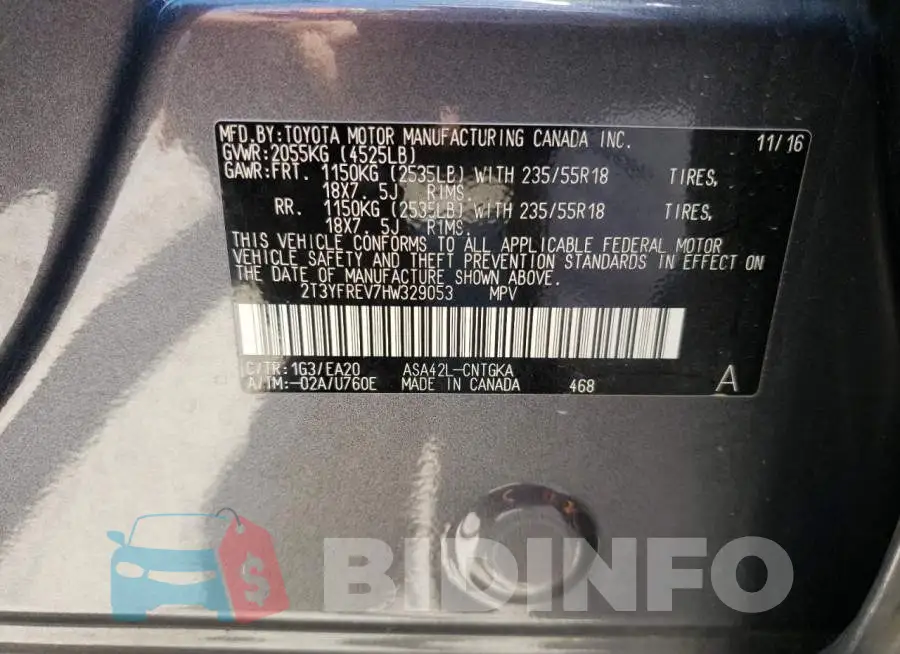 2T3YFREV7HW329053 Photo# 12