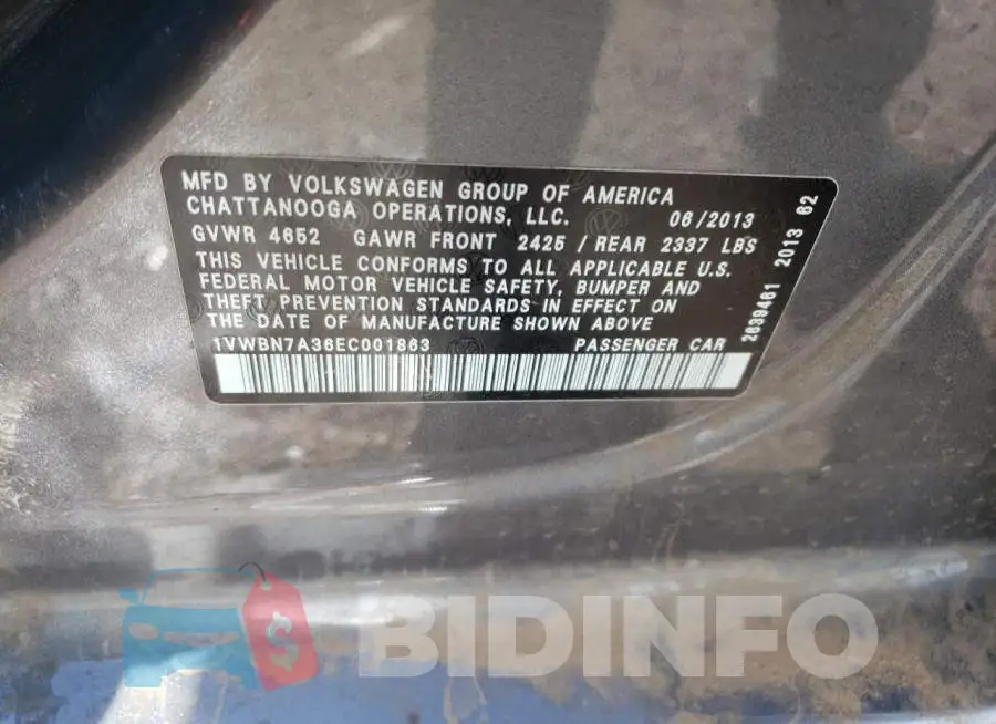 1VWBN7A36EC001863 Photo# 12