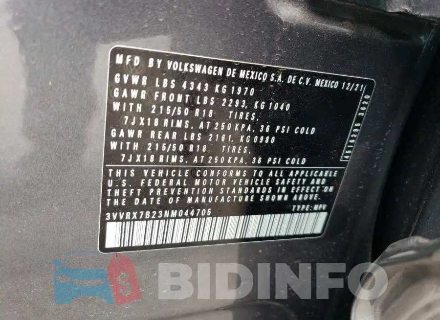 3VVRX7B23NM044705 Photo# 13