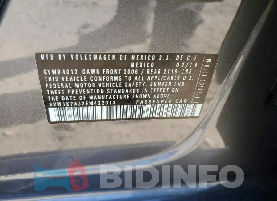 3VW1K7AJ2EM422013 Photo# 12