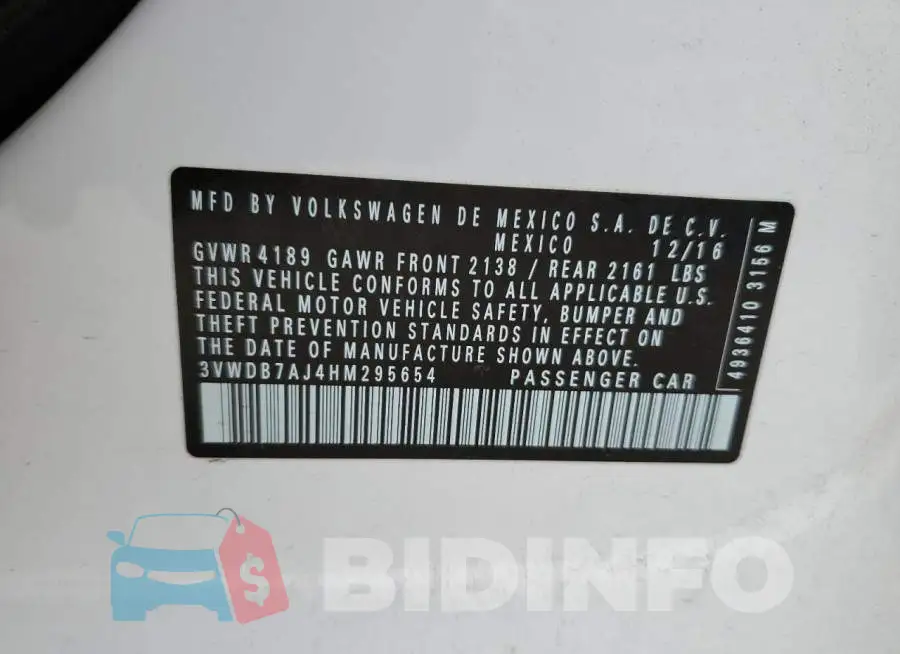 3VWDB7AJ4HM295654 Photo# 12
