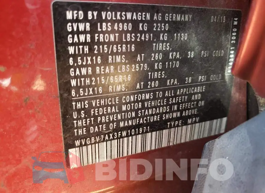 WVGBV7AX3FW101971 Photo# 12