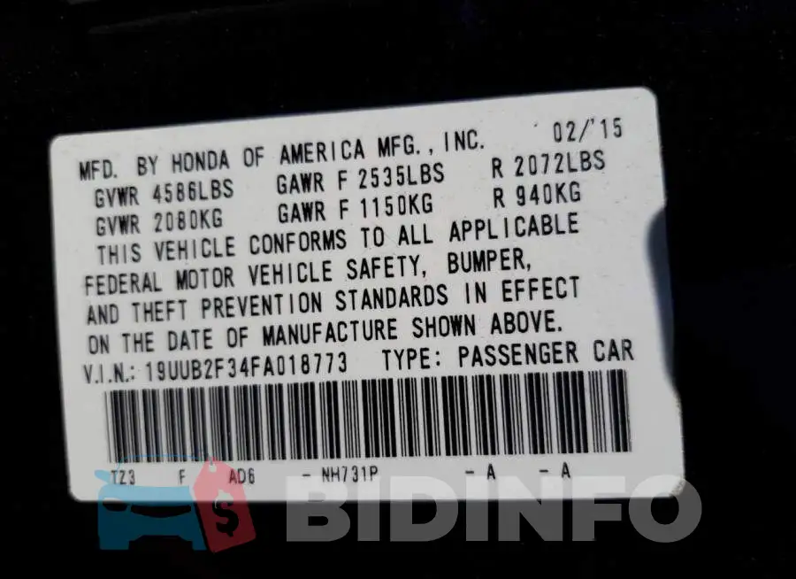 19UUB2F34FA018773 Photo# 10