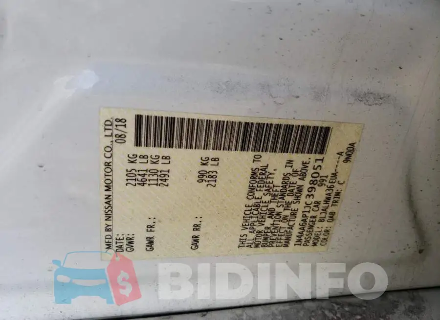 1N4AA6AP1JC398051 Photo# 13