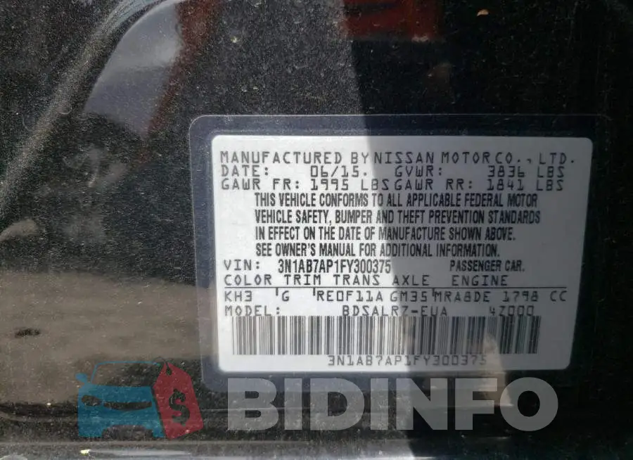 3N1AB7AP1FY300375 Photo# 13