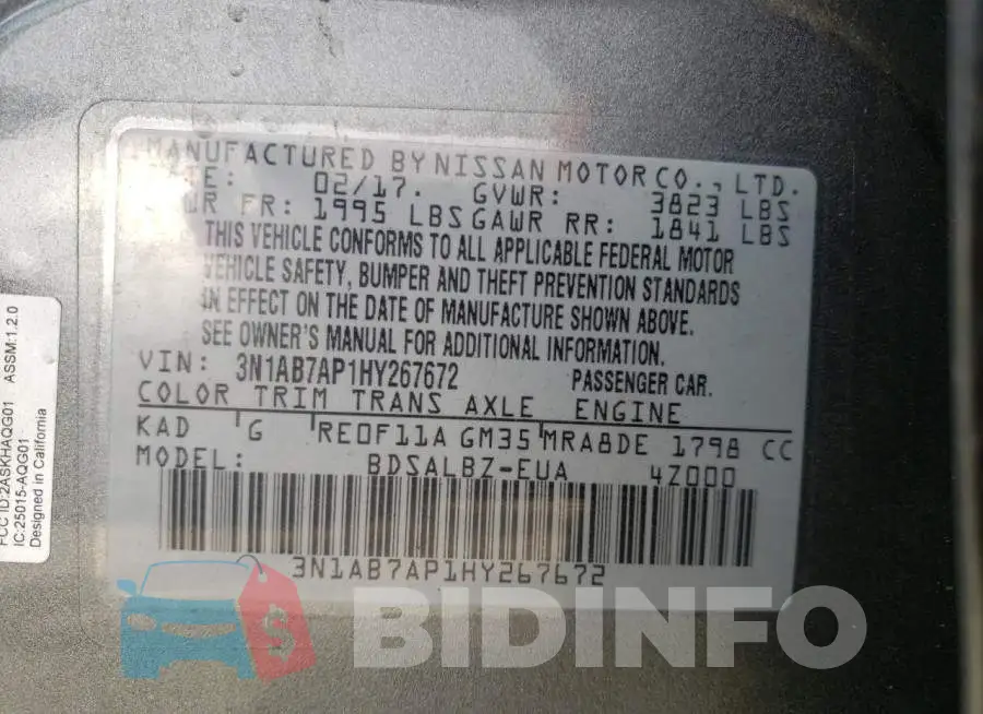 3N1AB7AP1HY267672 Photo# 13