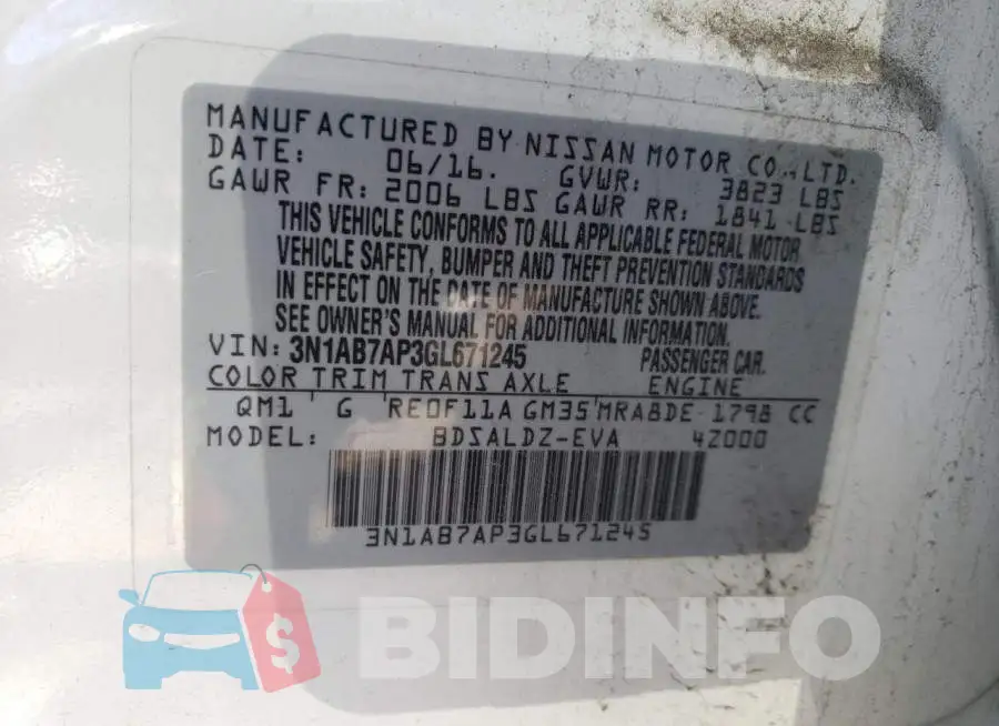 3N1AB7AP3GL671245 Photo# 12