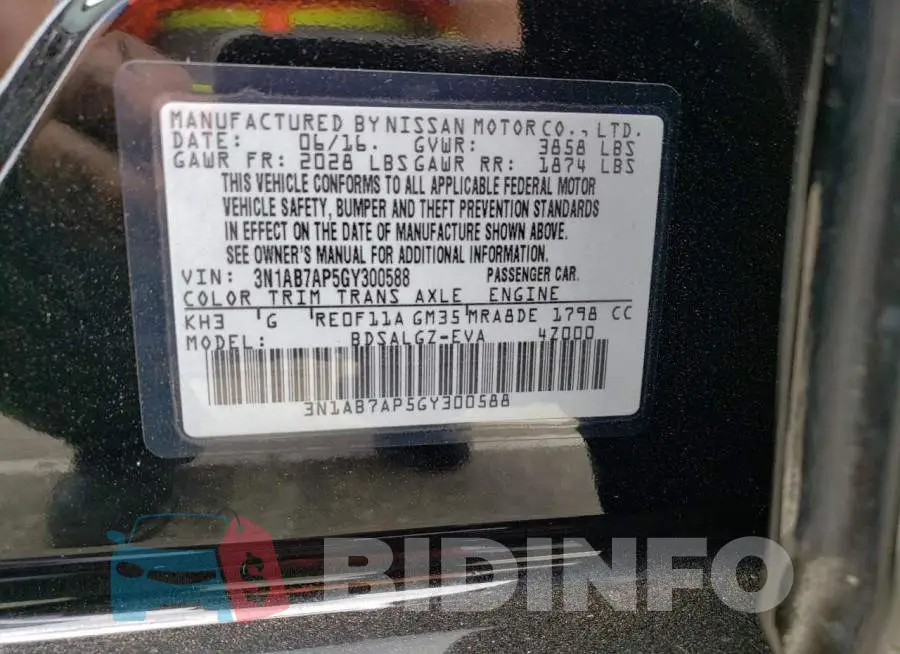 3N1AB7AP5GY300588 Photo# 13