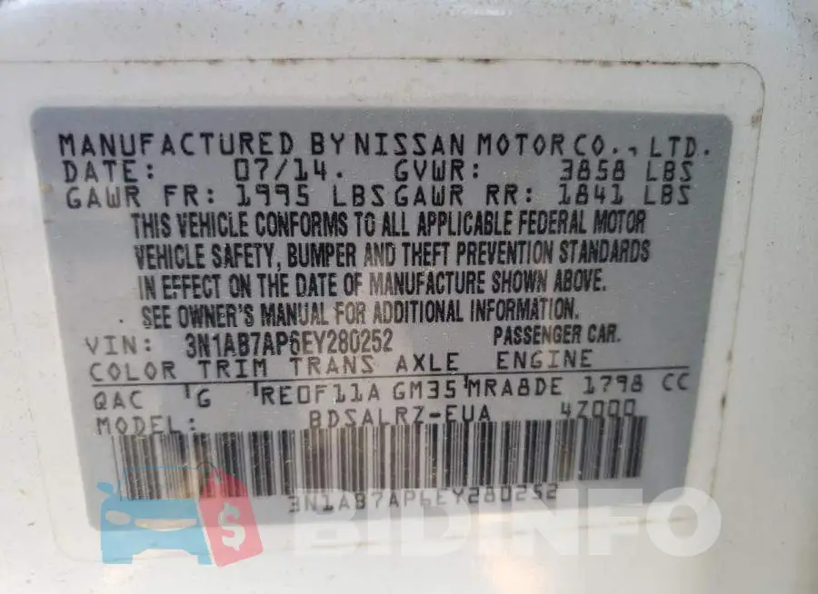 3N1AB7AP6EY280252 Photo# 12