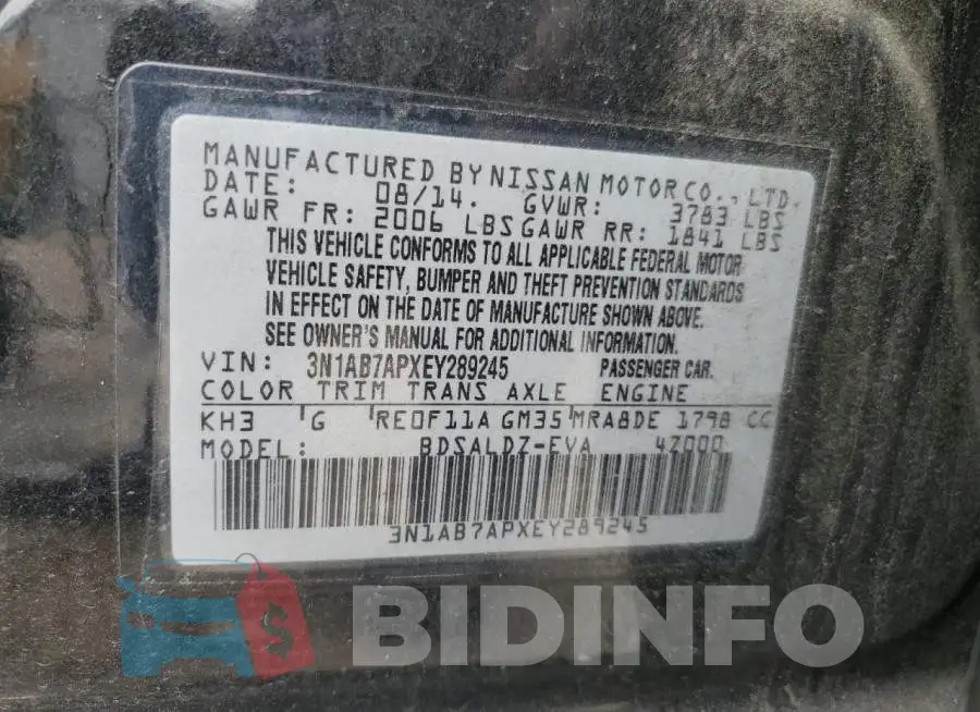 3N1AB7APXEY289245 Photo# 13