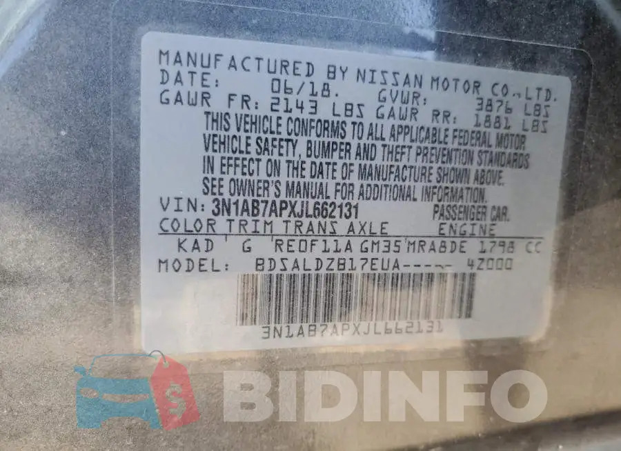 3N1AB7APXJL662131 Photo# 13
