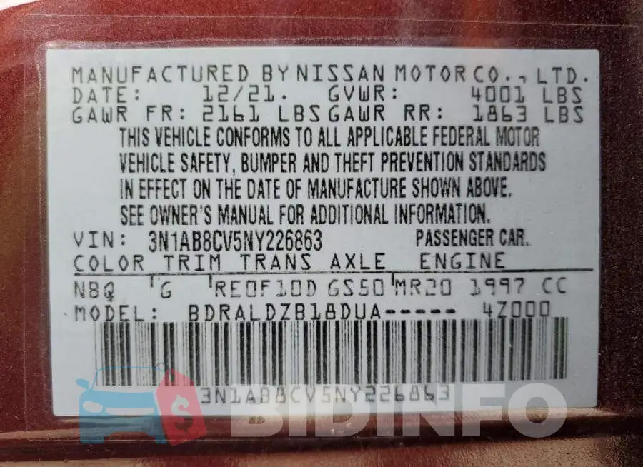3N1AB8CV5NY226863 Photo# 13