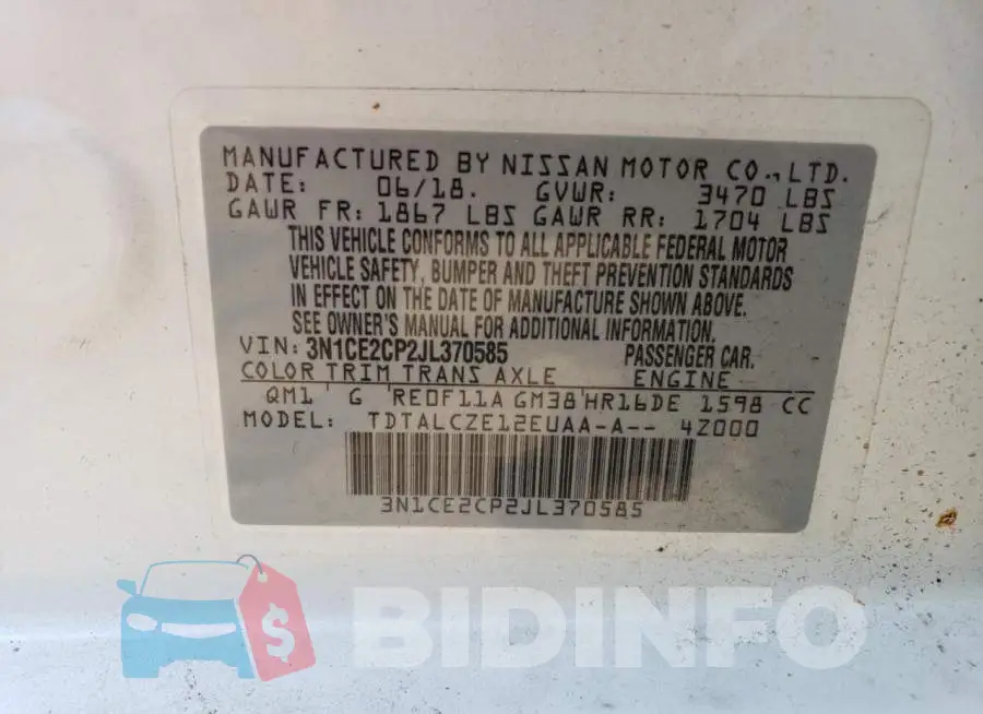 3N1CE2CP2JL370585 Photo# 12
