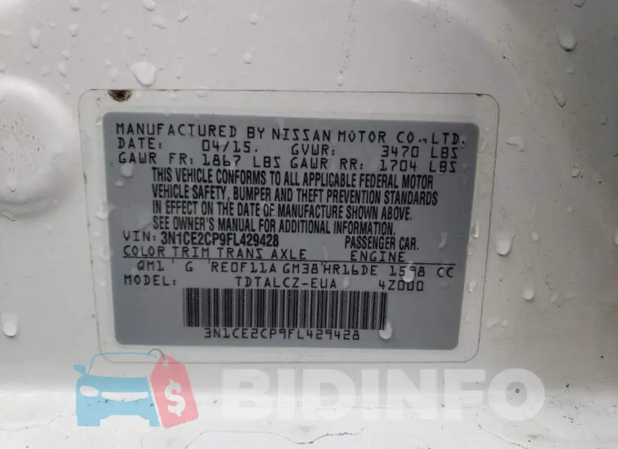 3N1CE2CP9FL429428 Photo# 12