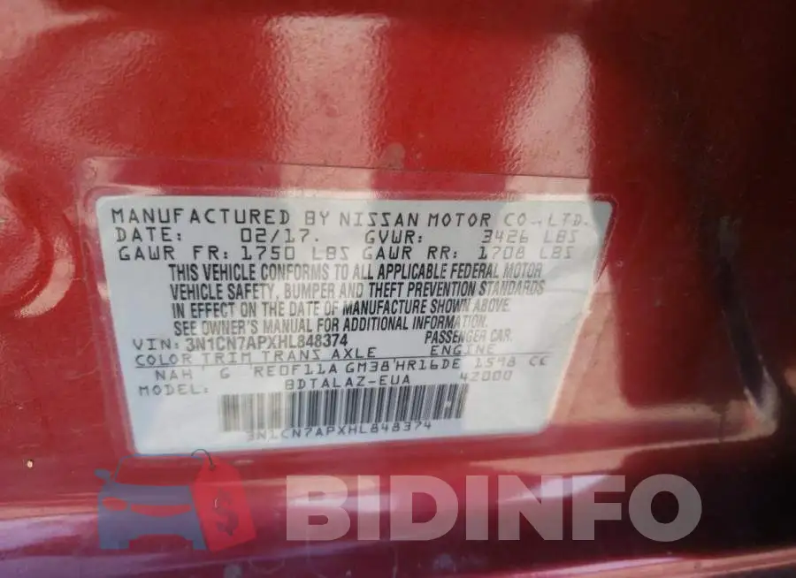 3N1CN7APXHL848374 Photo# 12