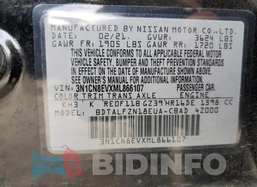 3N1CN8EVXML866107 Photo# 13