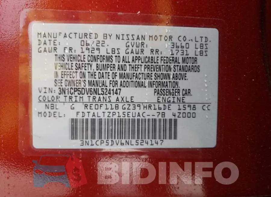 3N1CP5DV6NL524147 Photo# 12