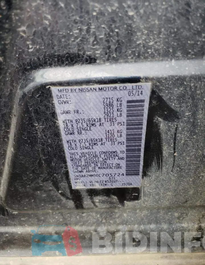 5N1AR2MM9EC705724 Photo# 13