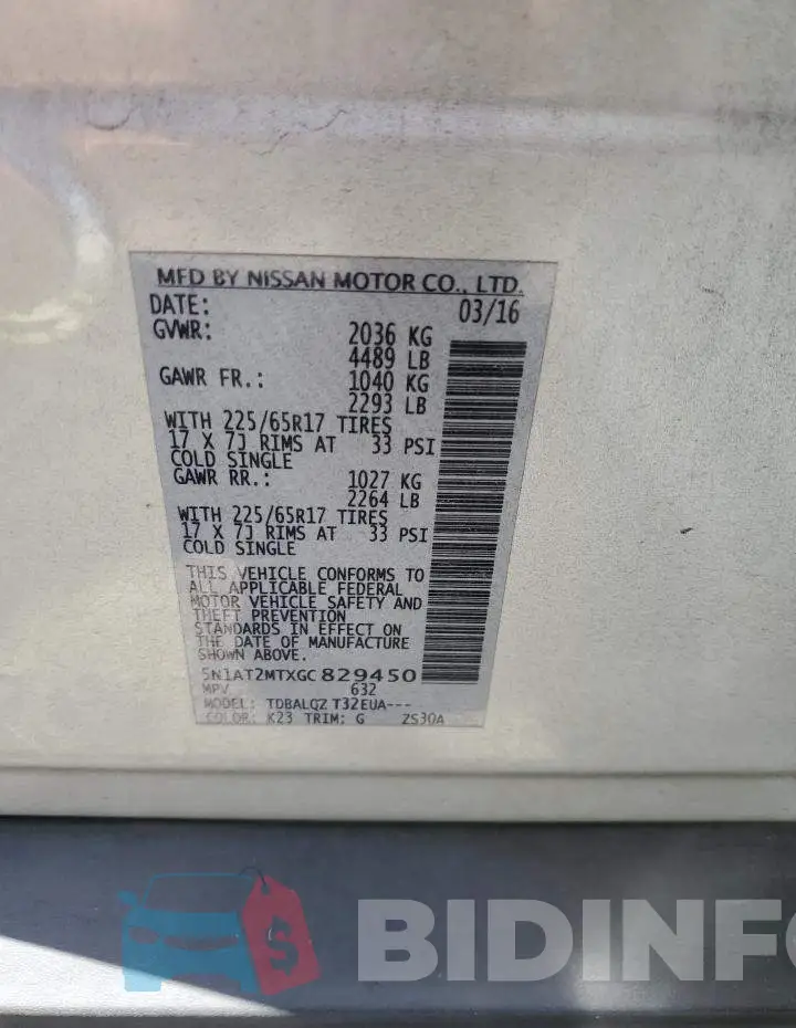5N1AT2MTXGC829450 Photo# 12