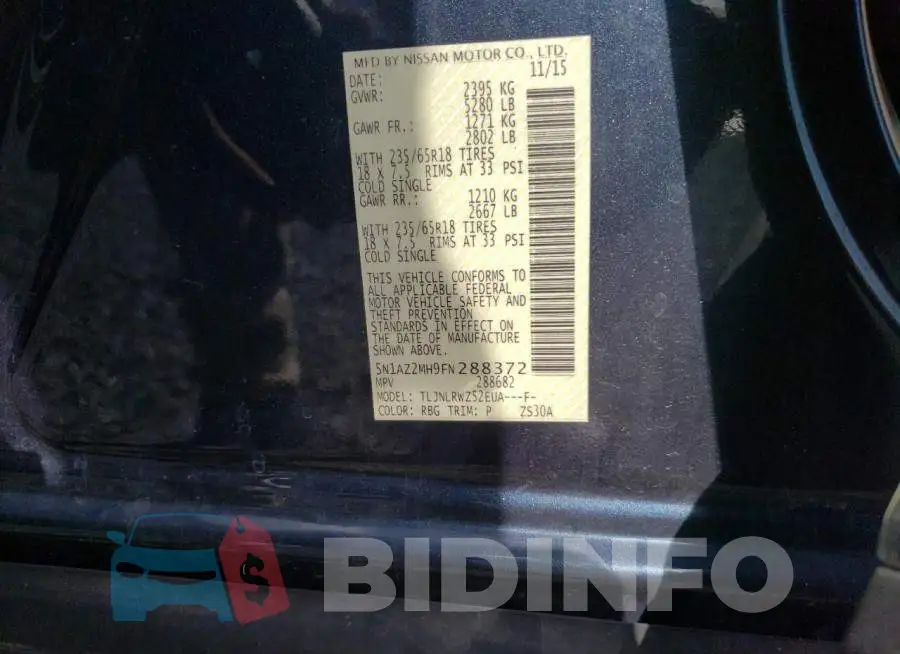 5N1AZ2MH9FN288372 Photo# 13